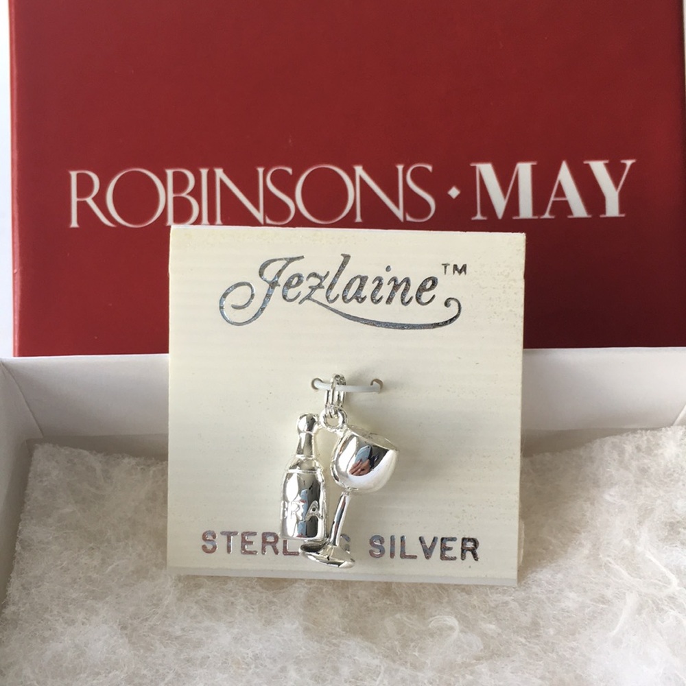 Vintage 9.25 Silver Charm Wine Bottle & Glass